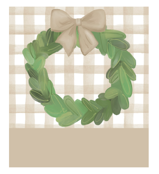 HANWRITTEN GREEN WREATH WITH BROWN BACKGROUND