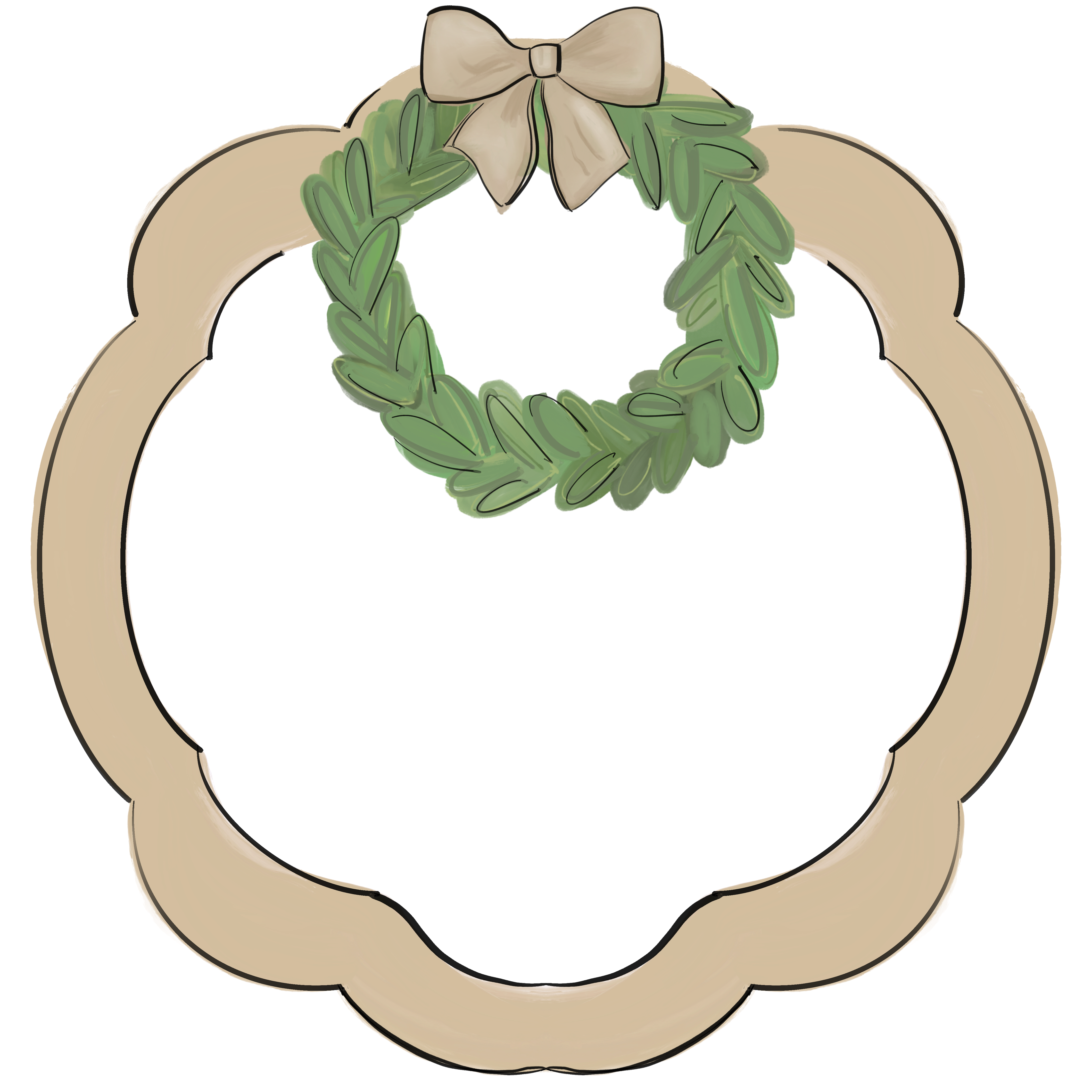 HANWRITTEN BROWN PLAQUE WITH GREEN WREATH