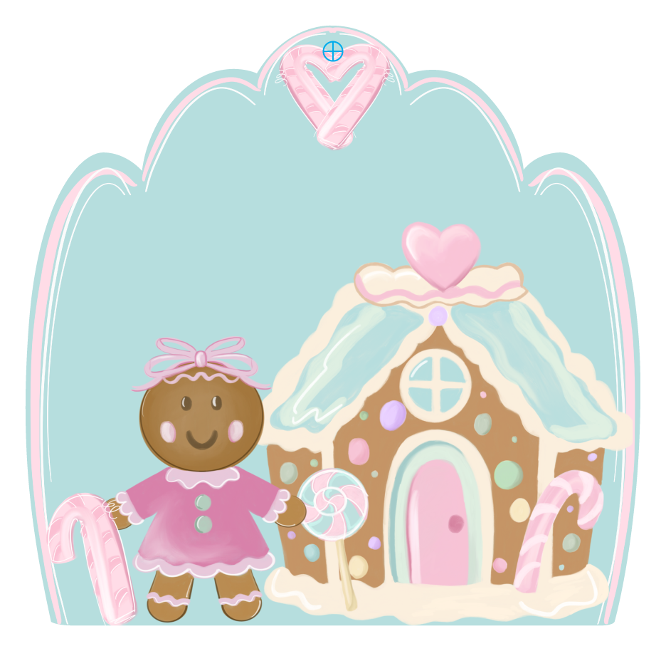 HANWRITTEN GINGERBREAD HOUSE AND GIRL