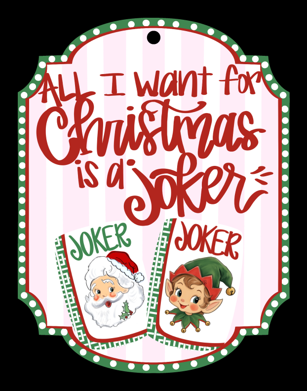 HANWRITTEN ALL I WANT FOR CHRISTMA IS A JOKER PINK AND GREEN