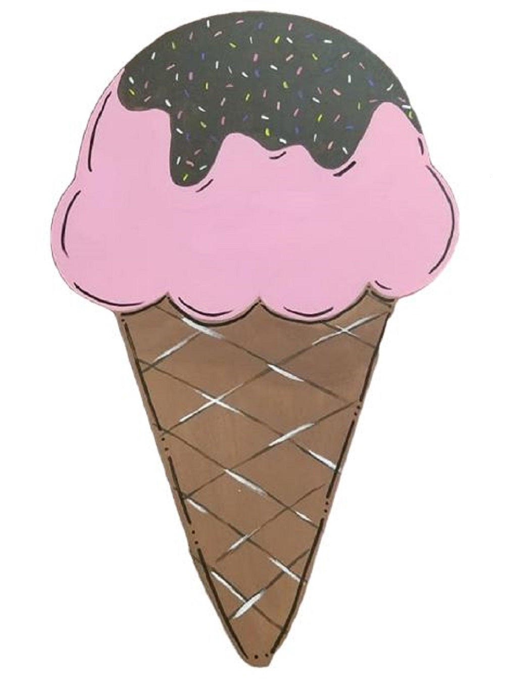 Basic Shape Ice Cream Cone MDF Cutout Silhouette Style 1 - Unfinished For DIY