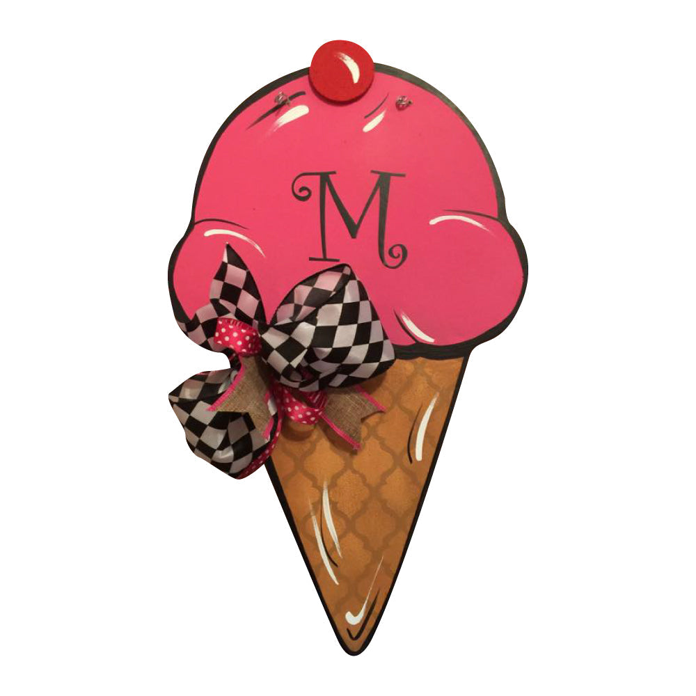 Basic Shape Ice Cream Cone MDF Cutout Silhouette Style 1 - Unfinished For DIY
