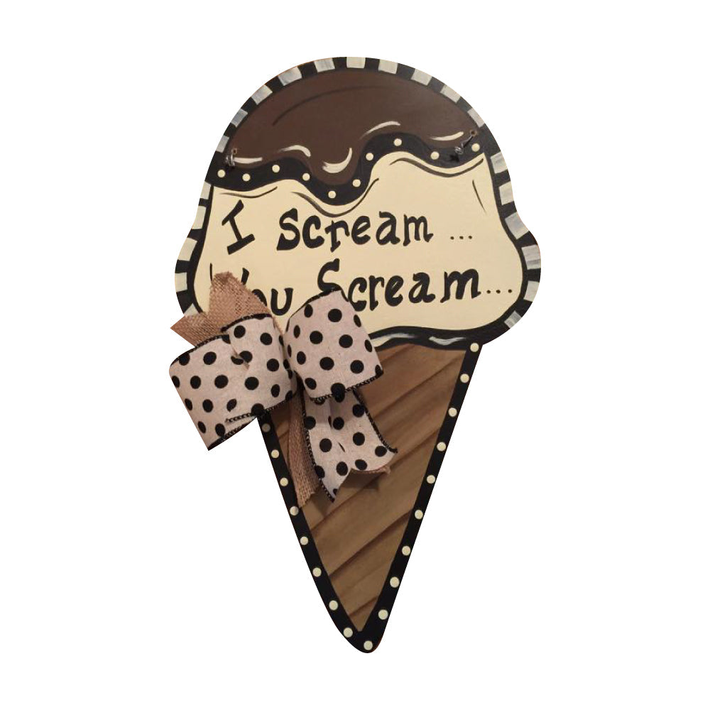 Basic Shape Ice Cream Cone MDF Cutout Silhouette Style 1 - Unfinished For DIY