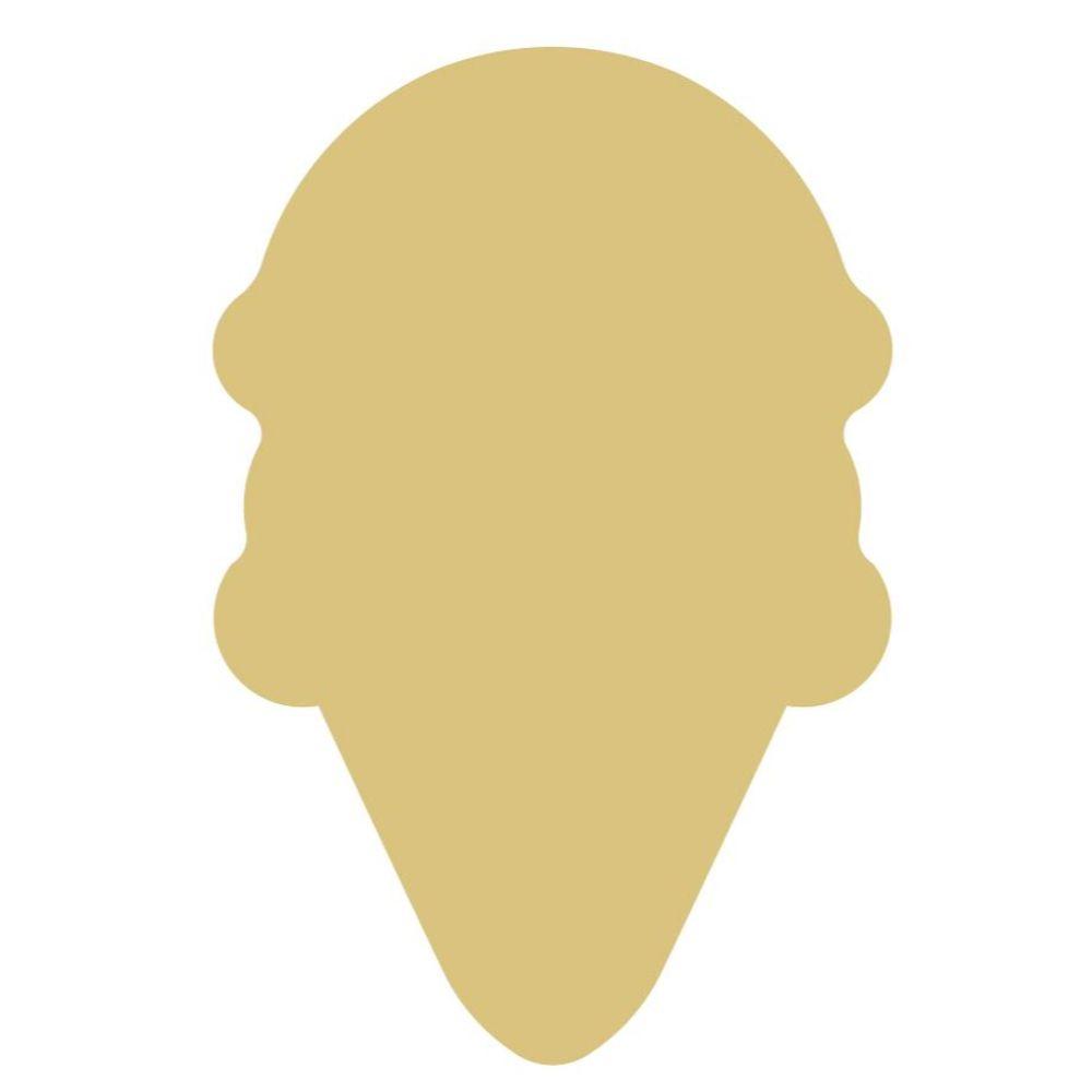 Basic Shape Ice Cream Cone MDF Cutout Silhouette Style 2 - Unfinished For DIY