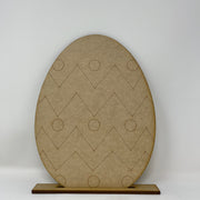 Design By Line Egg MDF Cutout Geometric Zigzag Circles Pattern - Unfinished For DIY