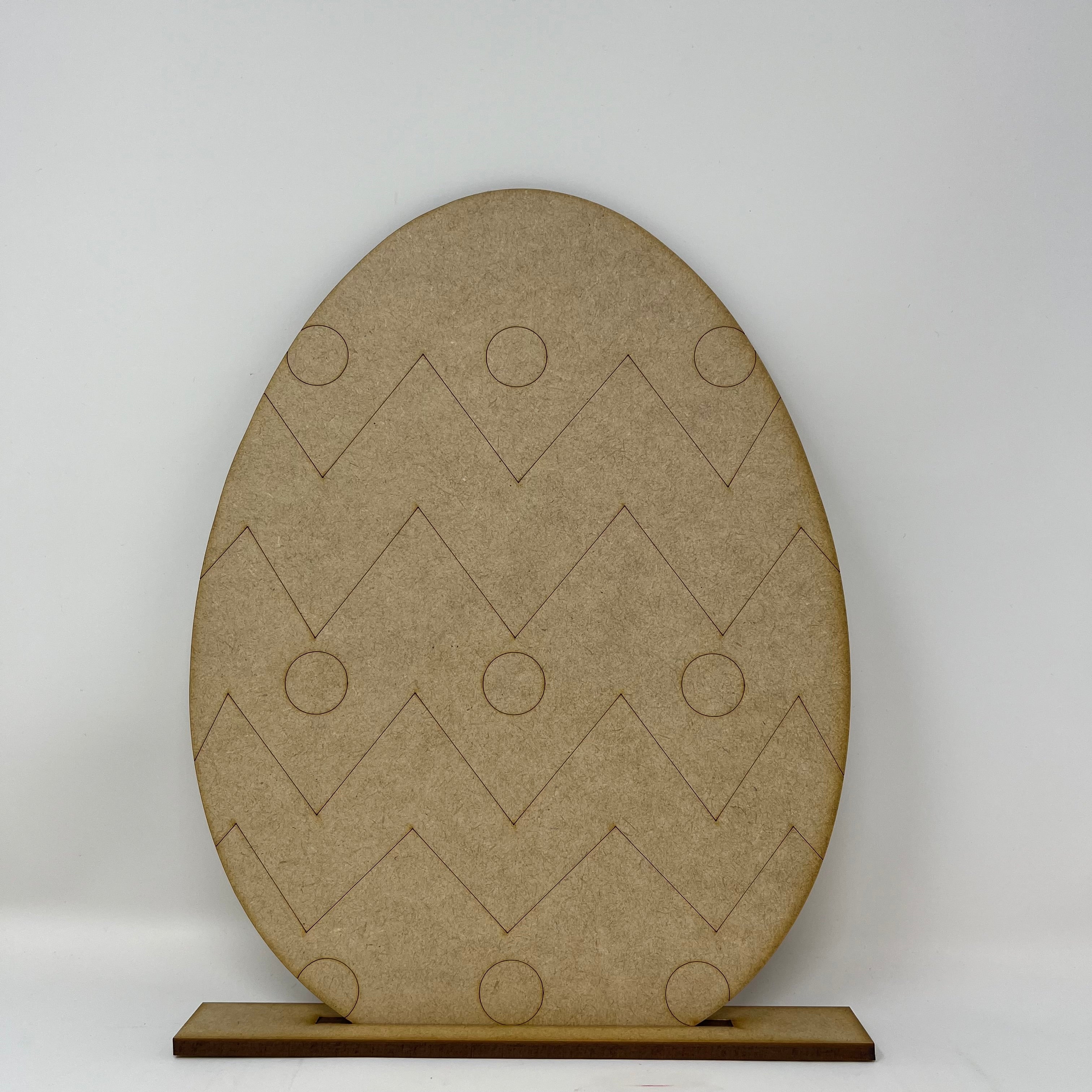 Design By Line Egg MDF Cutout Geometric Zigzag Circles Pattern - Unfinished For DIY