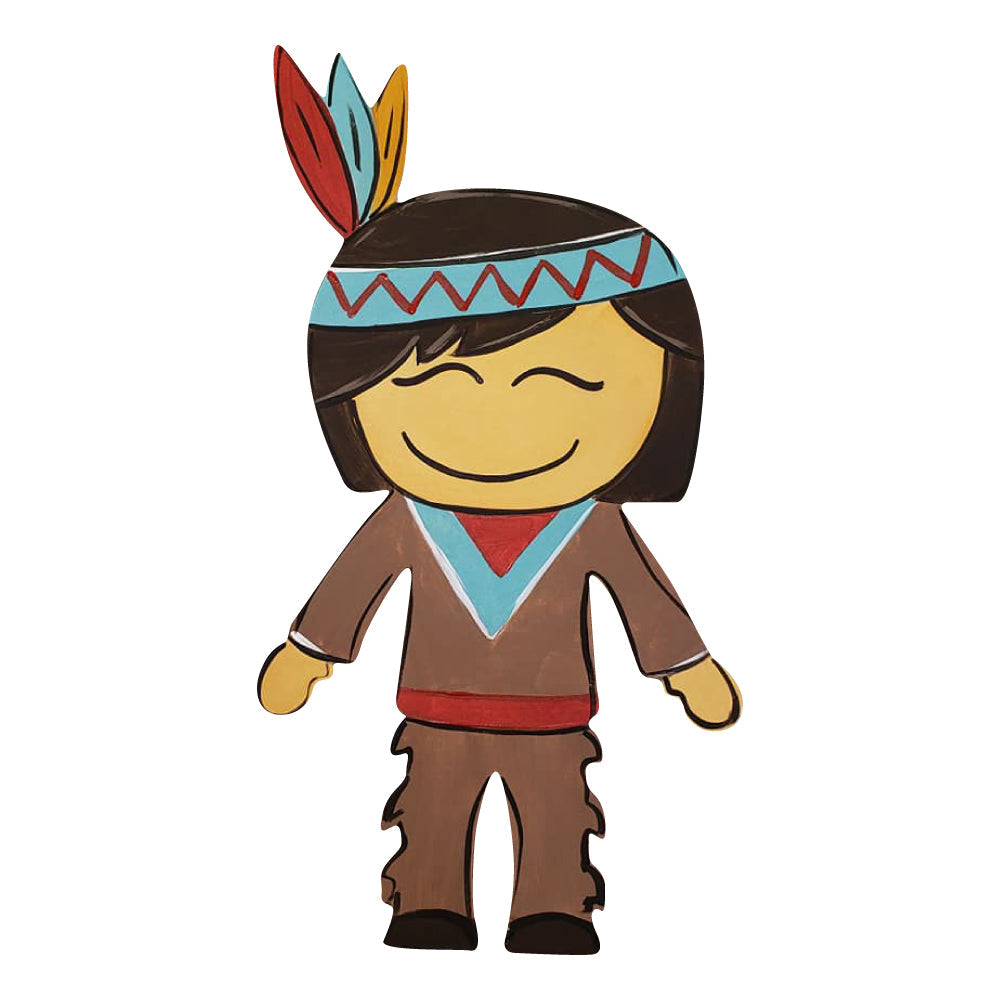 Basic Shape Boy Silhouette MDF Cutout Feather Headdress - Unfinished For DIY