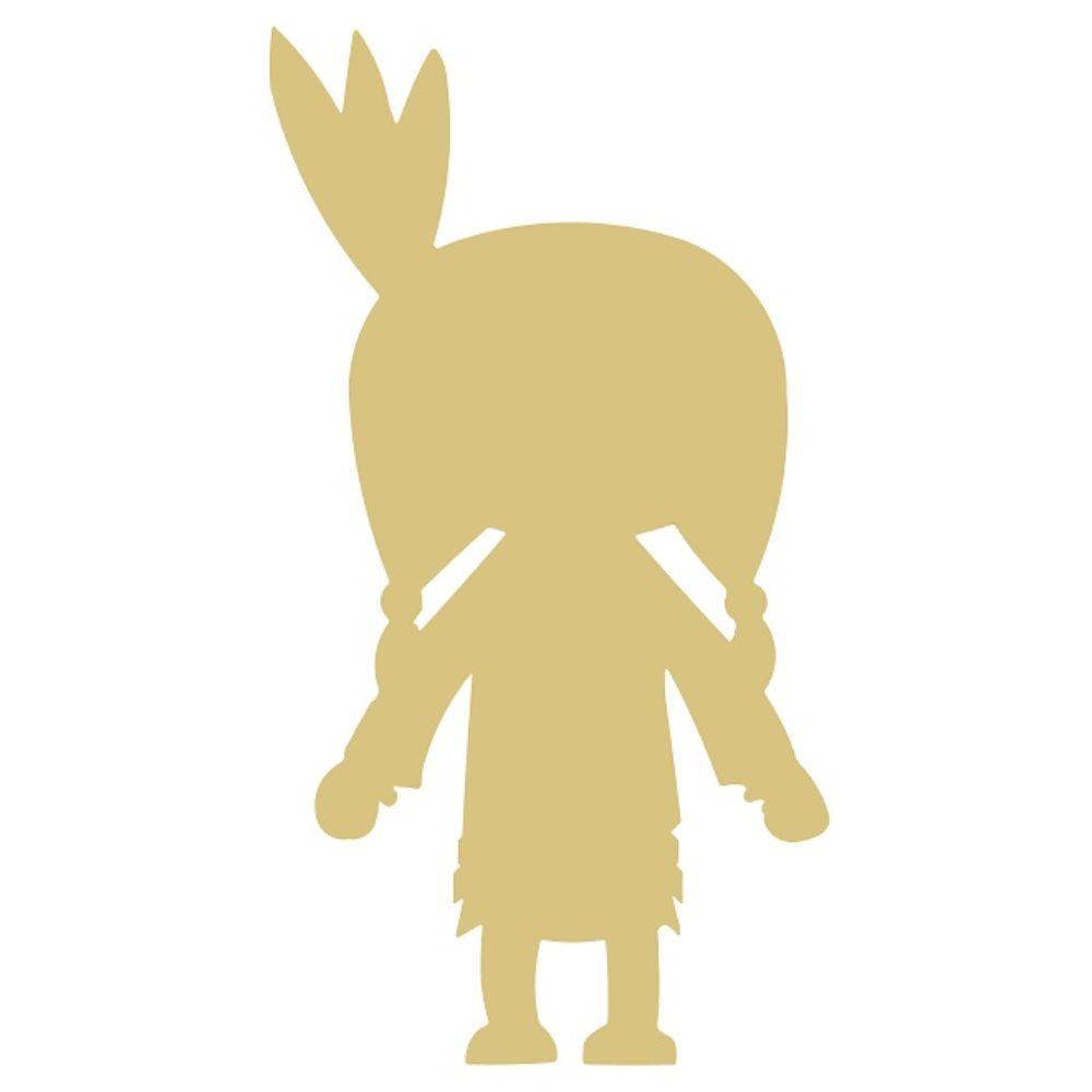 Basic Shape Girl MDF Cutout Indian Headdress Silhouette - Unfinished For DIY