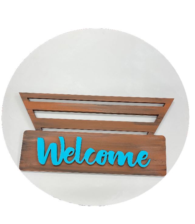 3D Round MDF Cutout Welcome Sign - Unfinished For DIY