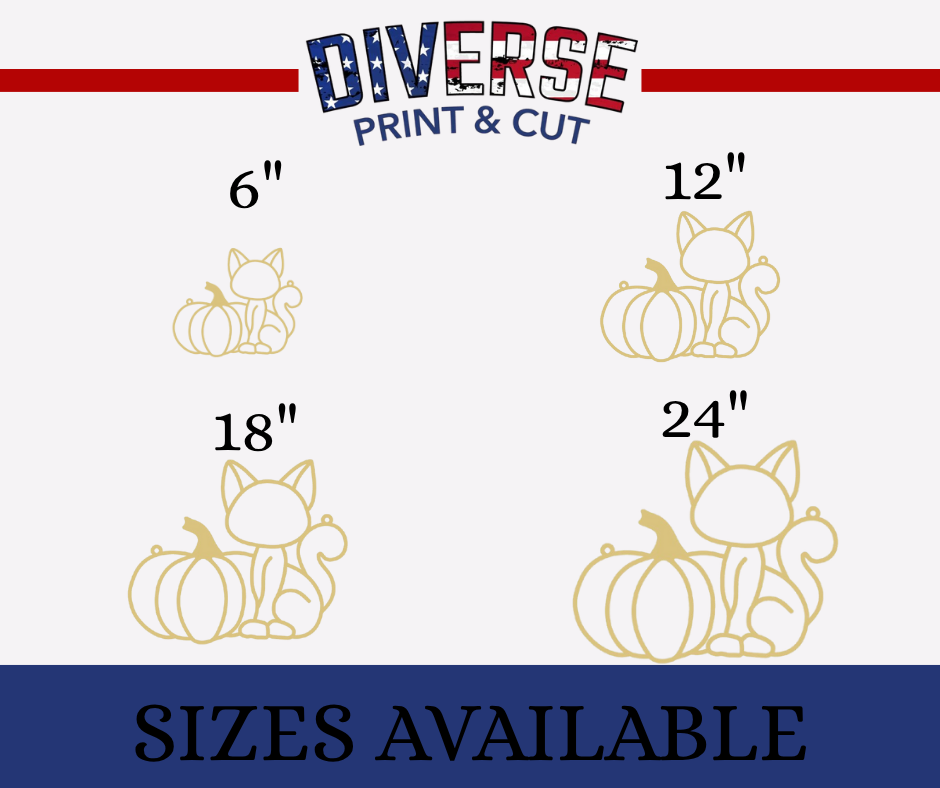 Pumpkin Unfinished Faux Stained-Glass Frame – Cute Cat with a Pumpkin Design for DIY Arts & Crafts Suncatcher | No Sanding Required | 1/4" Smooth MDF Cutout | Laser Cut Window or Shelf Décor | Glass Filler Art, Resin & Crushed Glass Art Project