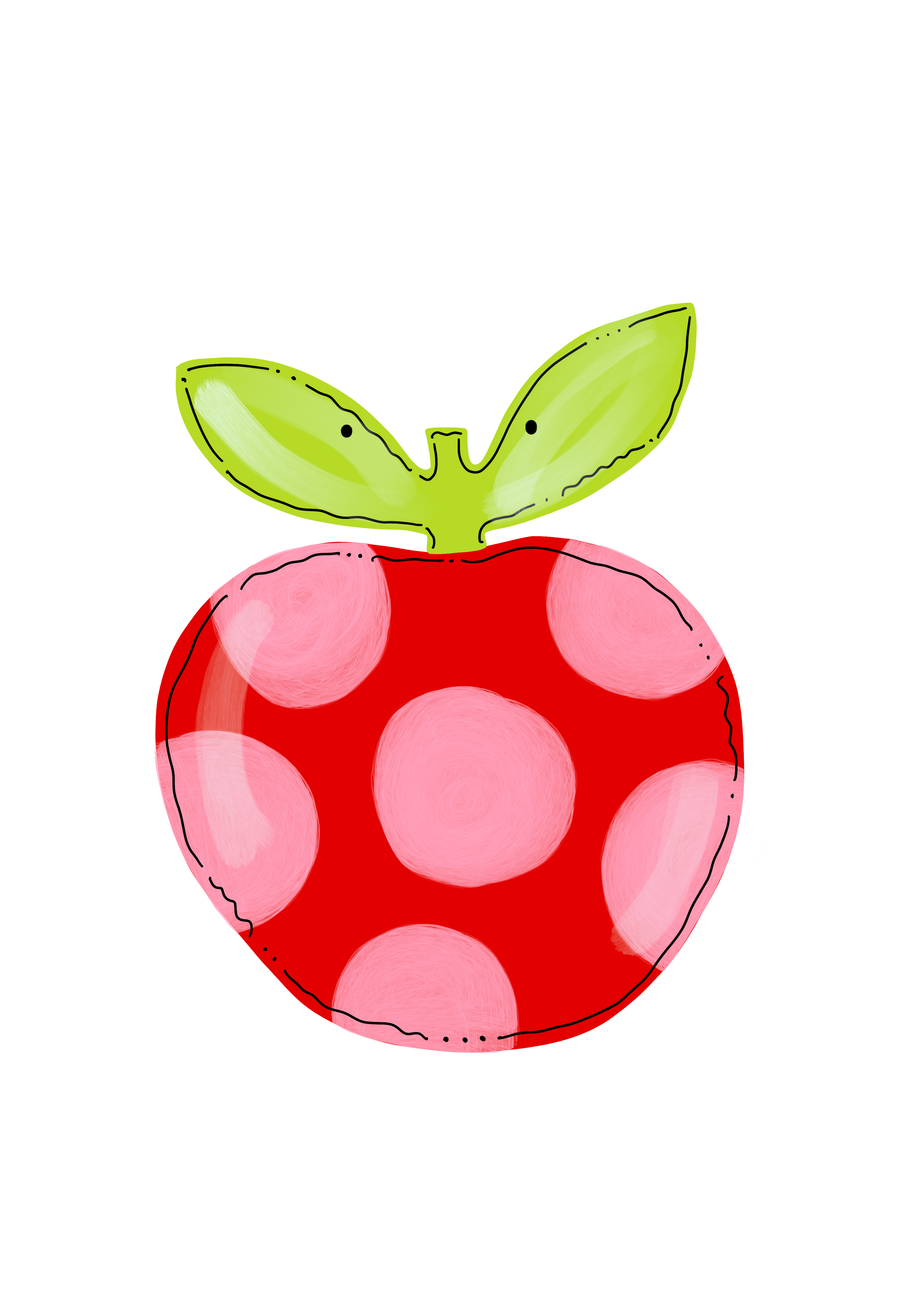 JUST JANE DESIGNS RED APPLE WITH PINK DOTS