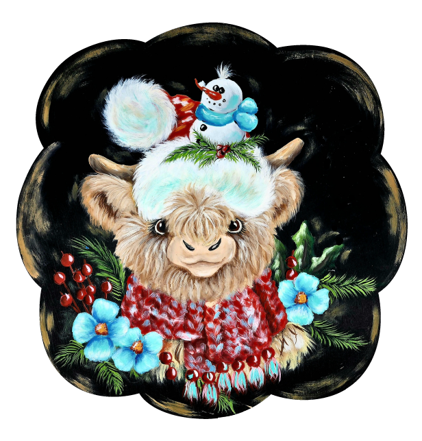 DOABLE DESIGNS HIGHLAND COW WITH SNOWMAN