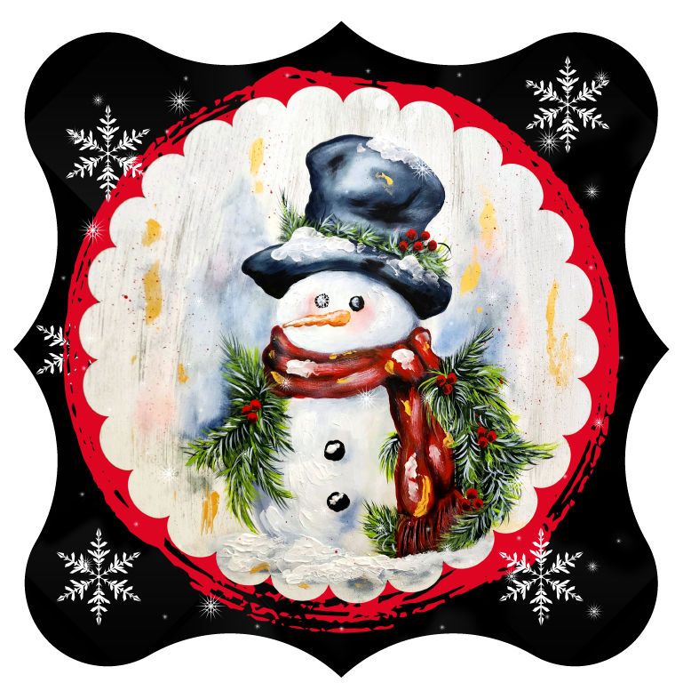 DOABLE DESIGNS PLAQUE WITH SNOWMAN AND SNOWFLAKES