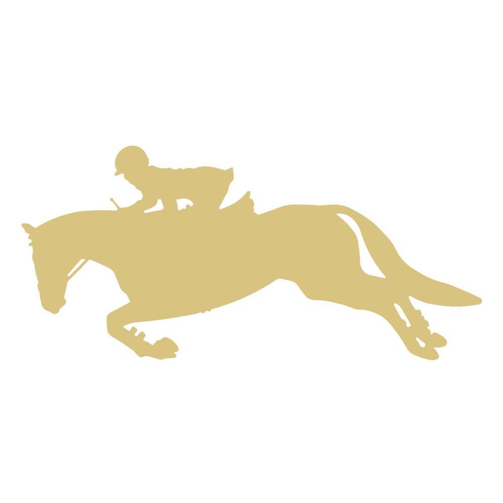 Basic Shape Jumping Horse MDF Cutout With Rider Silhouette - Unfinished For DIY