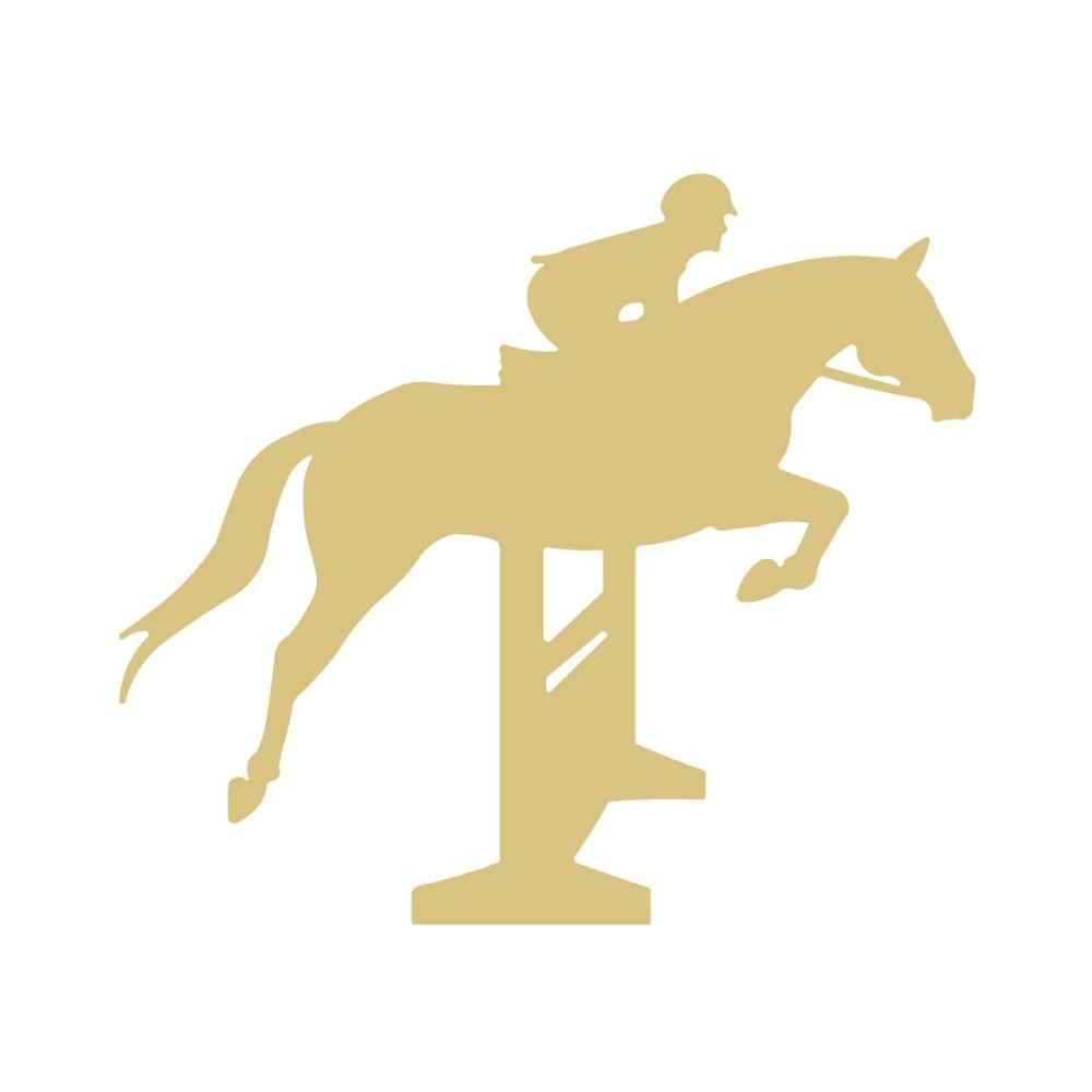 Basic Shape Jumping Horse MDF Cutout With Rider - Unfinished For DIY