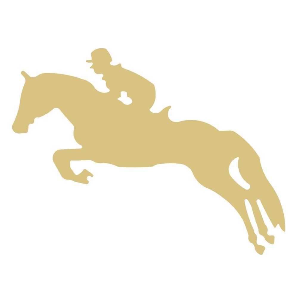 Basic Shape Horse MDF Cutout Jumping Rider Silhouette - Unfinished For DIY