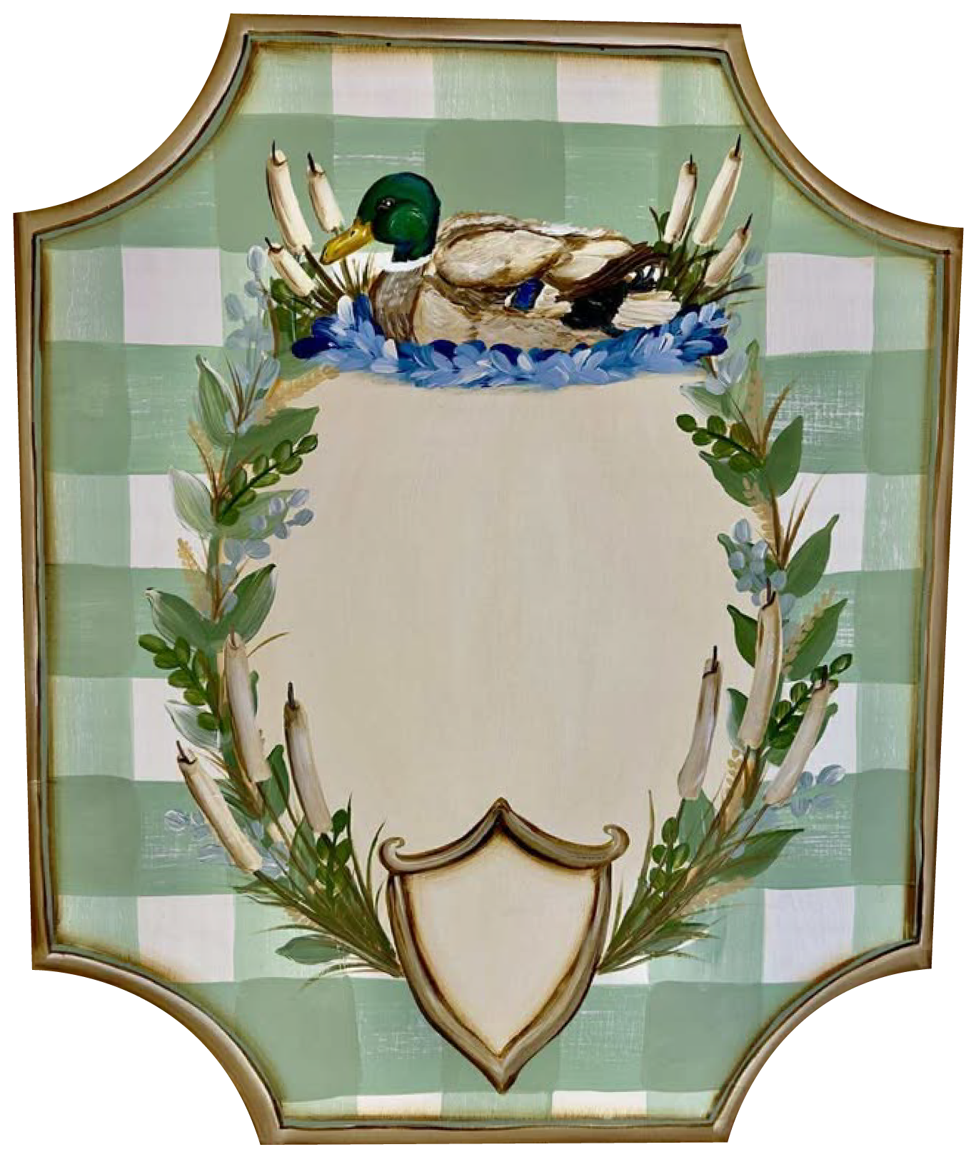 LITTLE BLESSINGS DESIGN STUDIO LLC GREEN AND BEIGE PLAQUE WITH DUCK