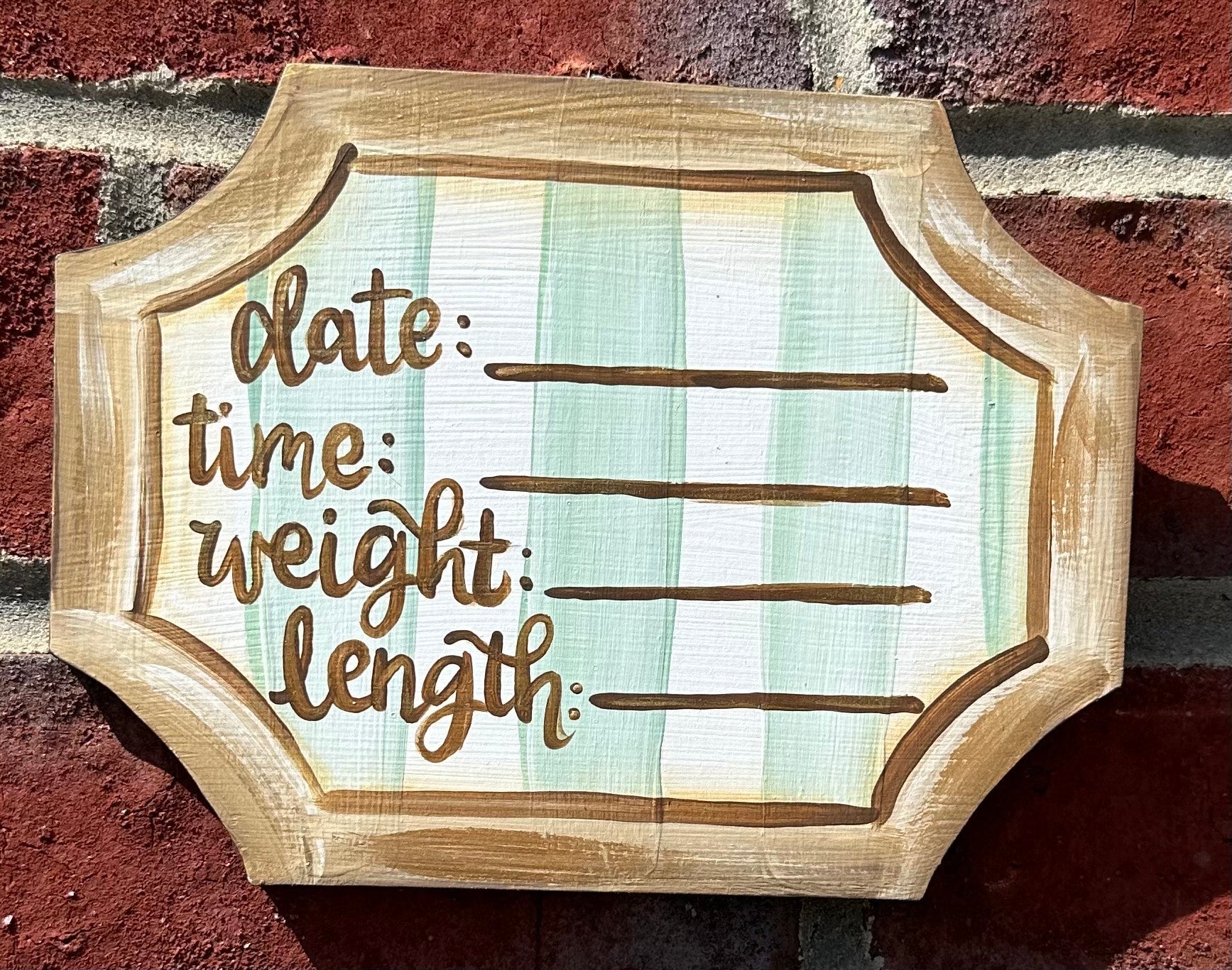 LITTLE BLESSINGS DESIGN STUDIO LLC GREEN STRIPPED BIRTH ANNOUNCEMENT