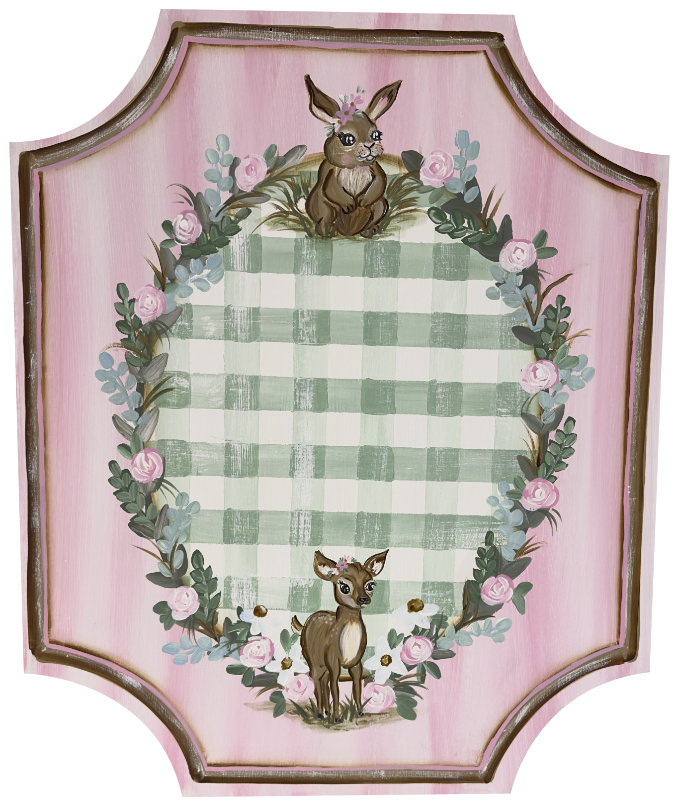 LITTLE BLESSINGS DESIGN STUDIO LLC  PINK PLAQUE WITH BUNNY AND DEER