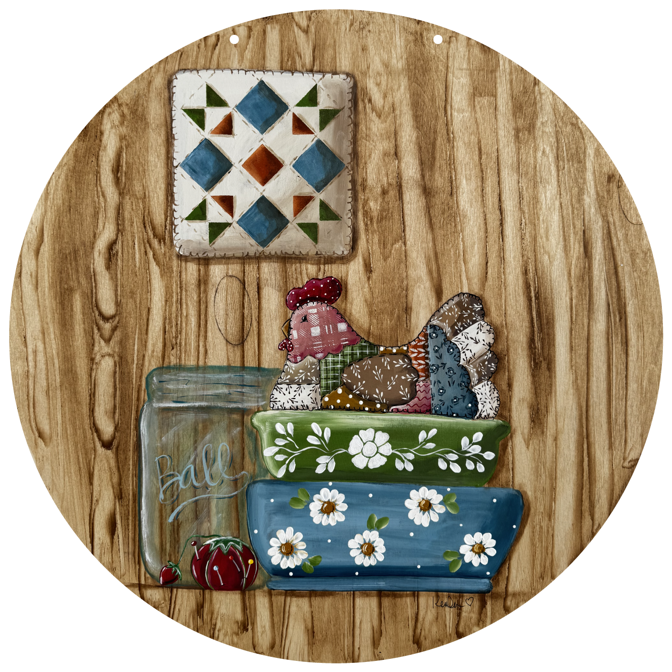 KENDA & CO ROUND COLORFULL CHICKEN IN BASKET