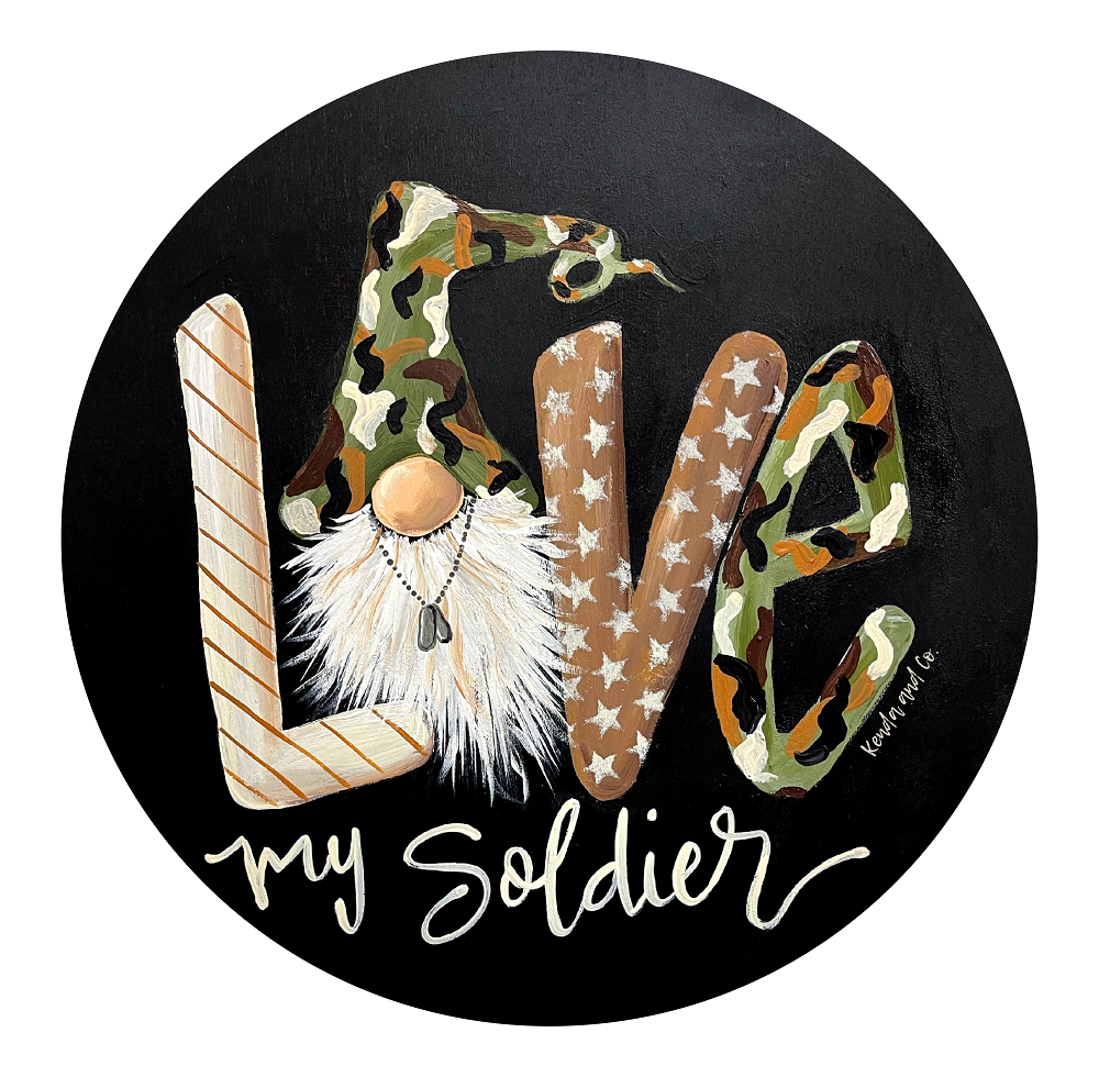 Love My Soldier Gnome MDF Print Style 14