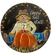 Happy Fall Y'all Scarecrow With Pumpkin MDF Print Style 16