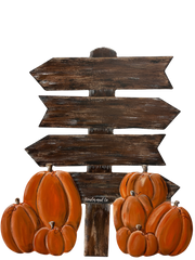 Fall Sign With Pumpkins MDF Print Style 26