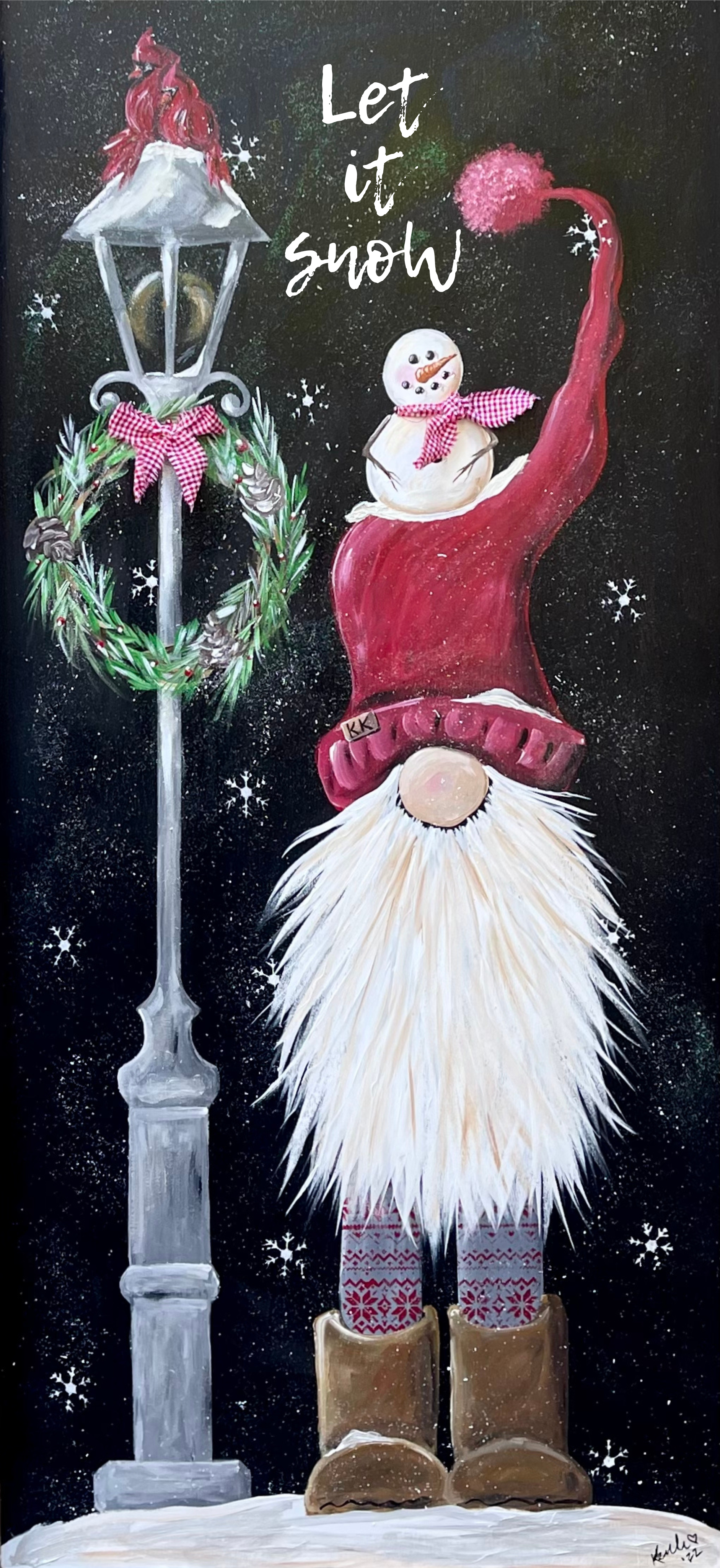 KENDA & CO LET IT SNOW GNOME WITH LAMP POST