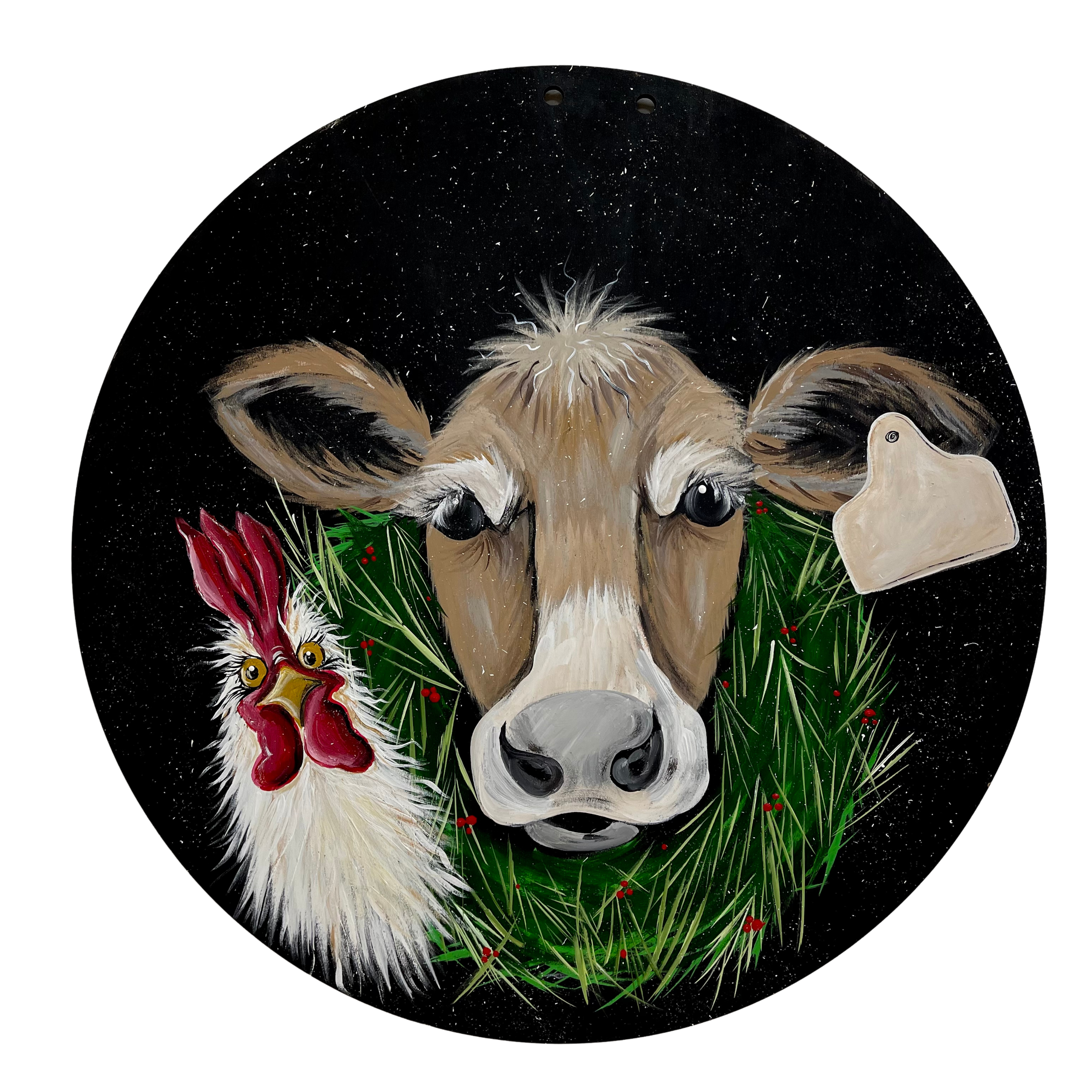 KENDA & CO CIRCLE WITH HIGHLAND COW AND CHICKEN