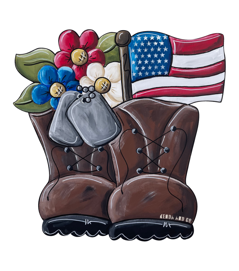KENDA & CO BOOTS WITH FLOWERS AND FLAG