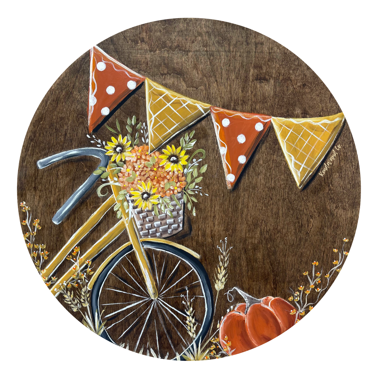 KENDA & CO CIRCLE WITH BIKE AND FLAGS