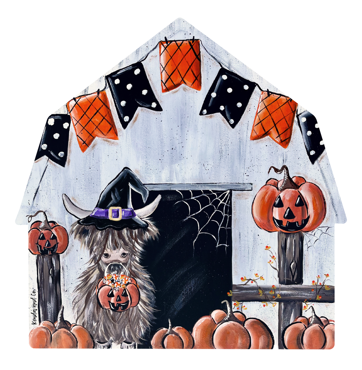 KENDA & CO SPOOKY BARN WITH HIGHLAND COW