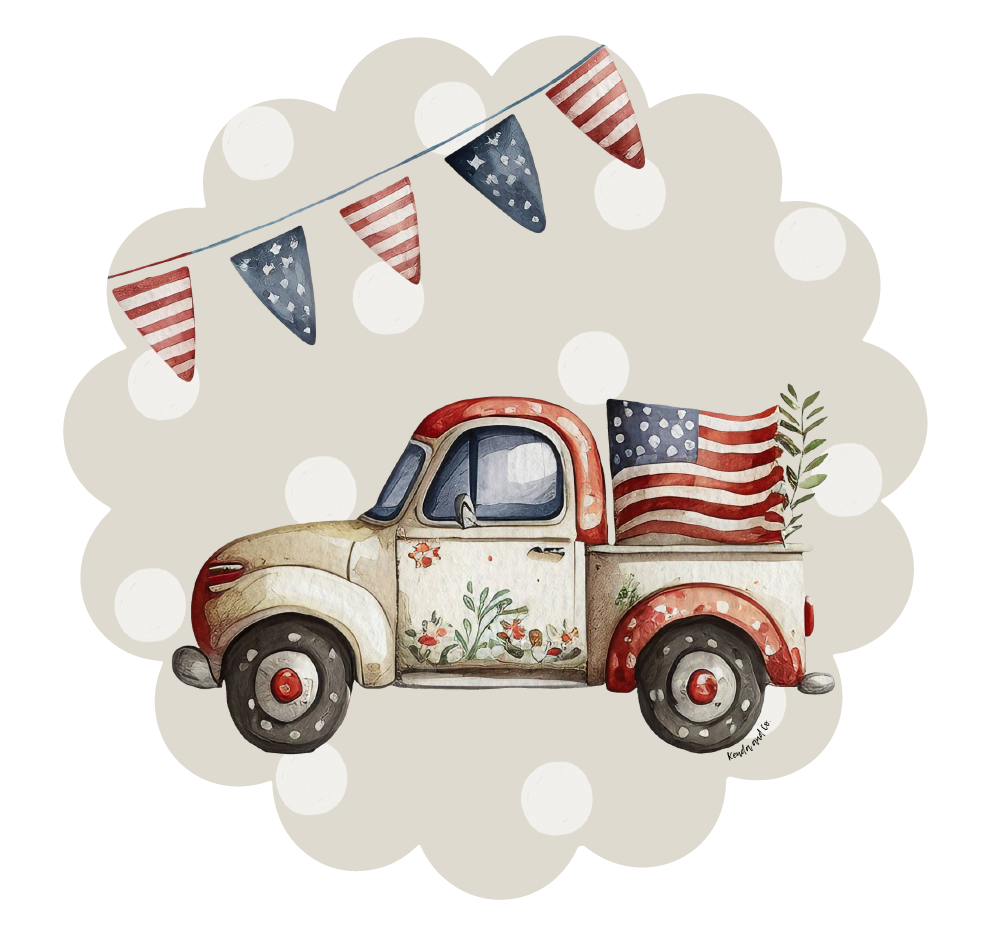 KENDA & CO SCALLOPED PLAQUE WITH AMERICAN TRUCK