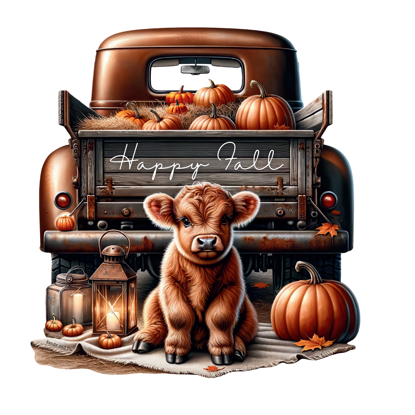 KENDA & CO HAPPY FALL COW AND TRUCK