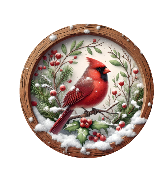KENDA & CO CIRCLE WITH RED BIRD ON A BRANCH