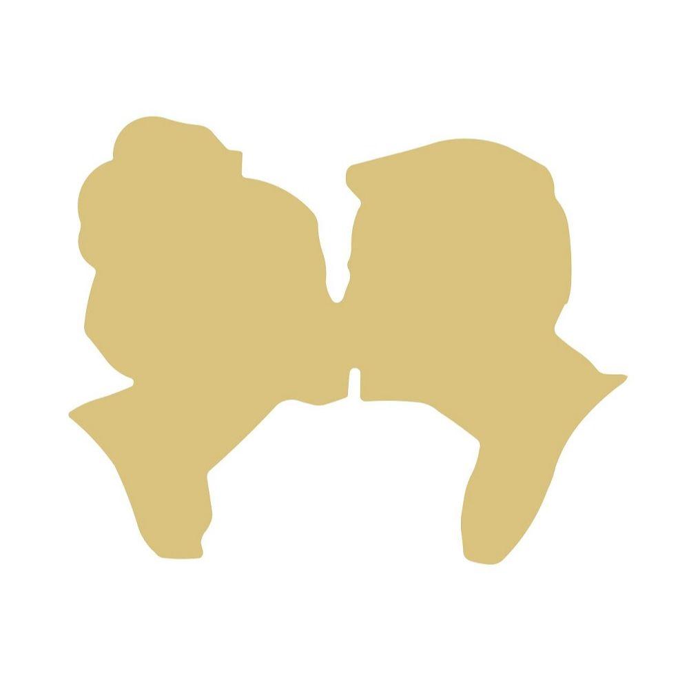 Basic Shape Kissing Couple MDF Cutout Romantic Silhouette - Unfinished For DIY
