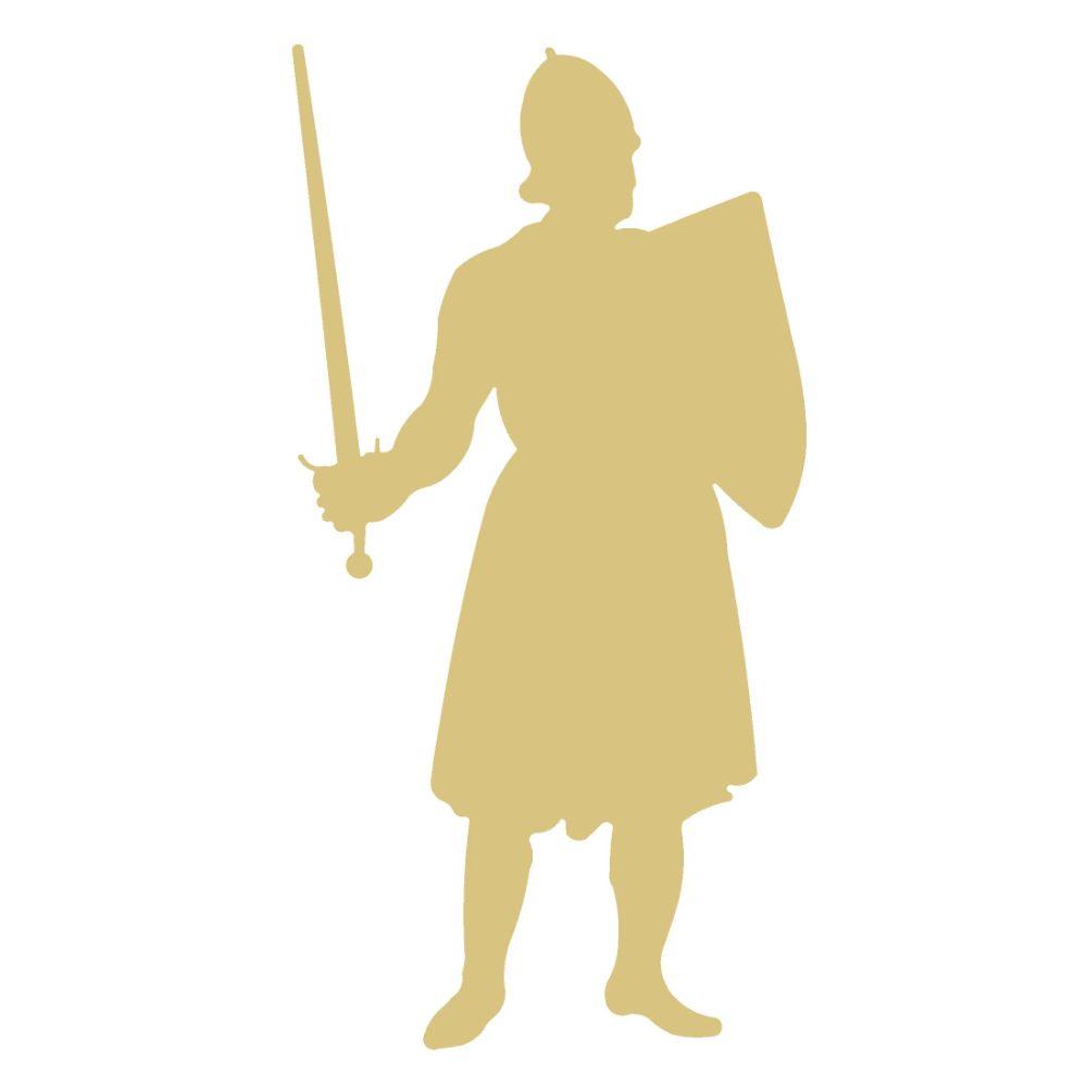 Basic Shape Knight MDF Cutout Knight With Sword And Shield - Unfinished For DIY