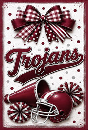 Krista Pitre BURGUNDY AND WHITE FLAG TROJAN FOOTBALL HELMENT BOWS