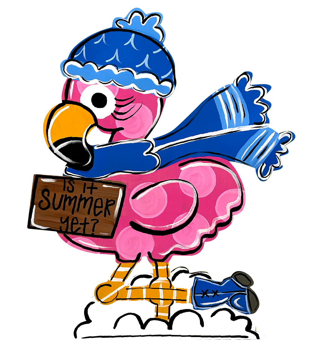 2911 BOUTIQUE FLAMINGO WITH HAT AND SIGN