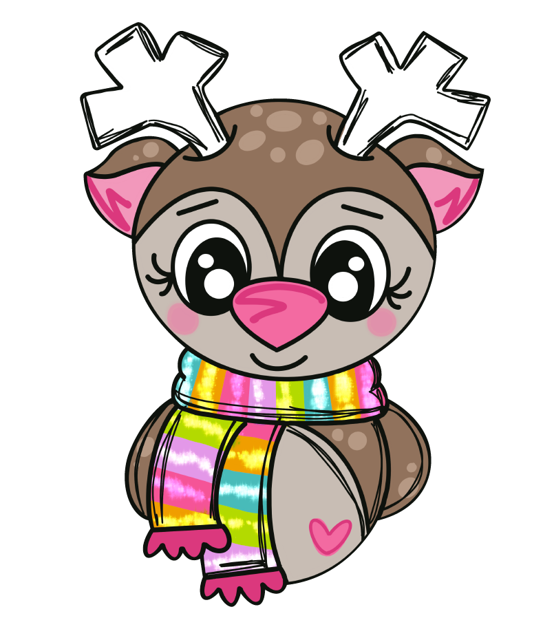 2911 BOUTIQUE REINDEER WITH COLORFUL SCARF
