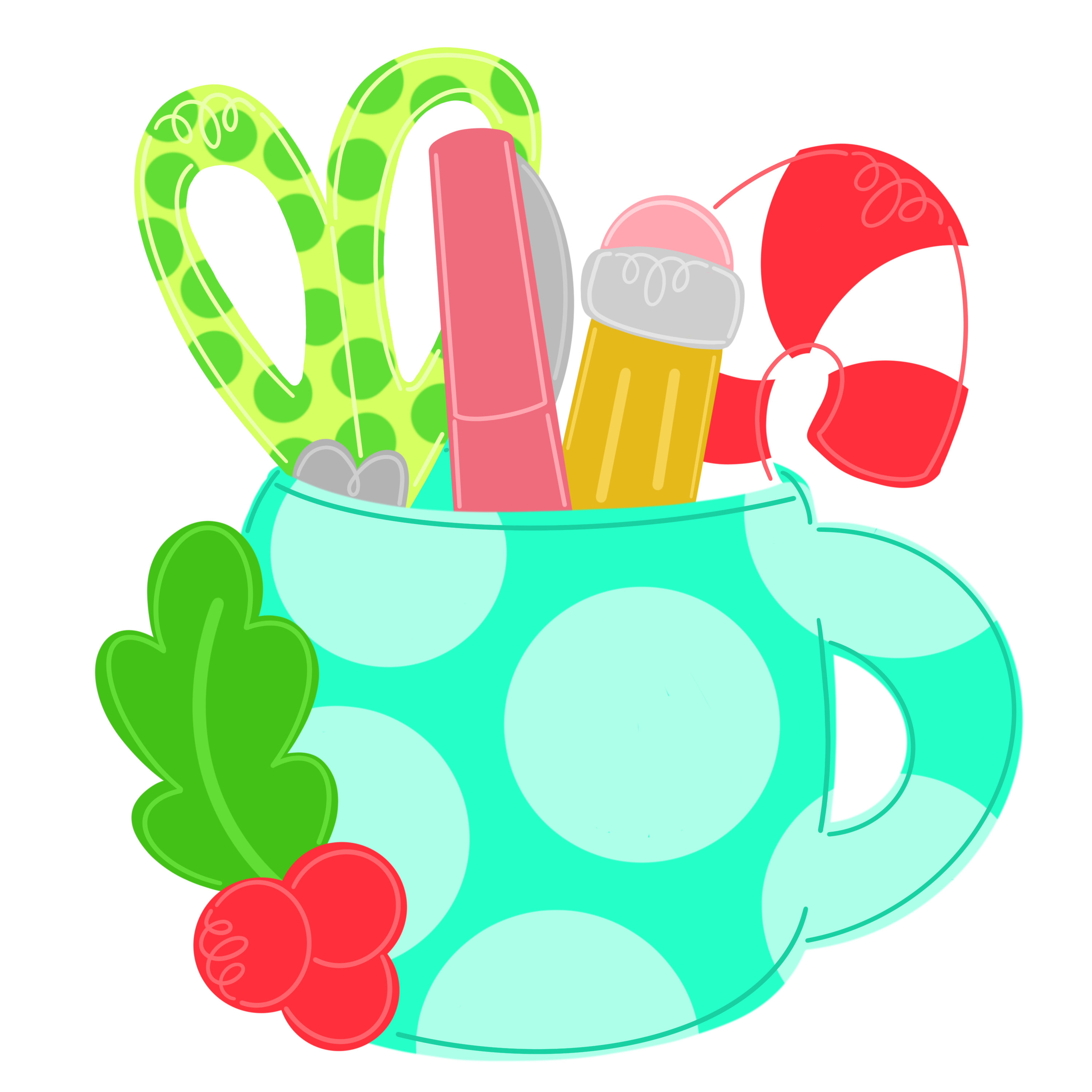 KELLY WILLIAMS ART TEACHER CUP WITH SUPPLIES