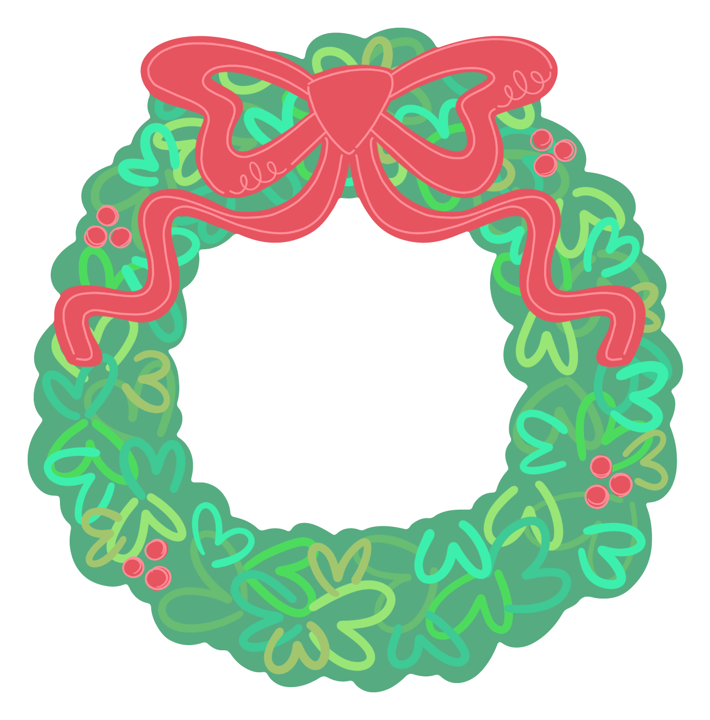 KELLY WILLIAMS ART WREATH WITH RED RIBBON