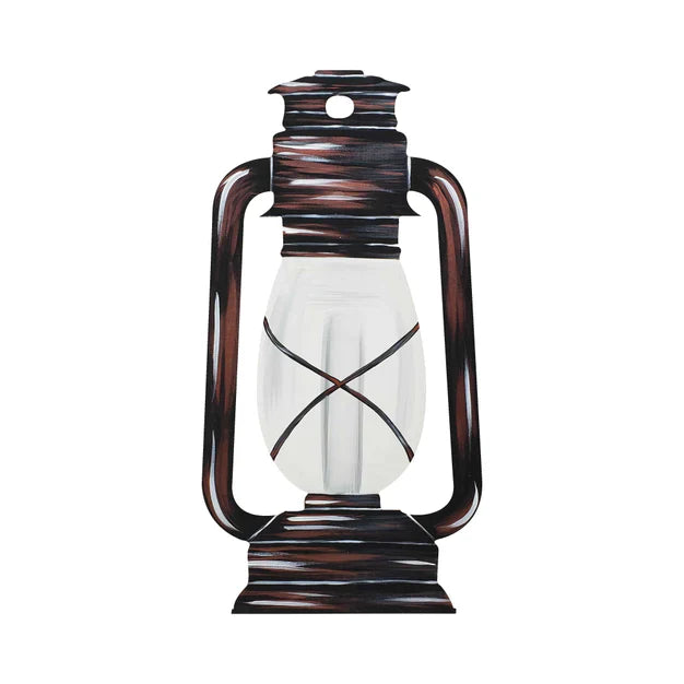 Design By Line Lantern MDF Cutout With Criss-Cross Glass Detailing - Unfinished For DIY