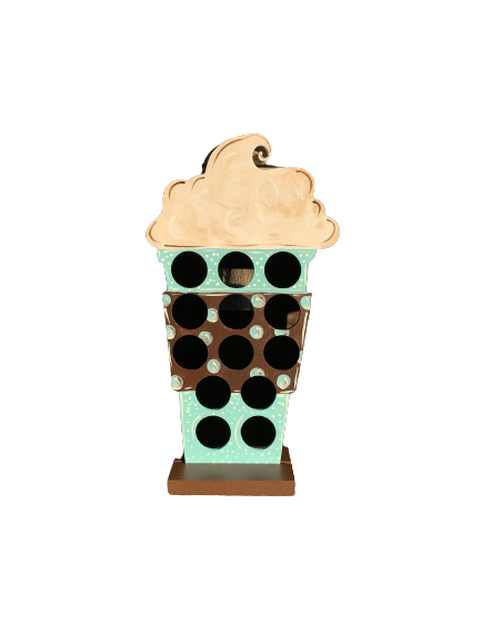 Basic Shape Ice Cream Cone MDF Cutout Latte K-Cup Stand - Unfinished For DIY
