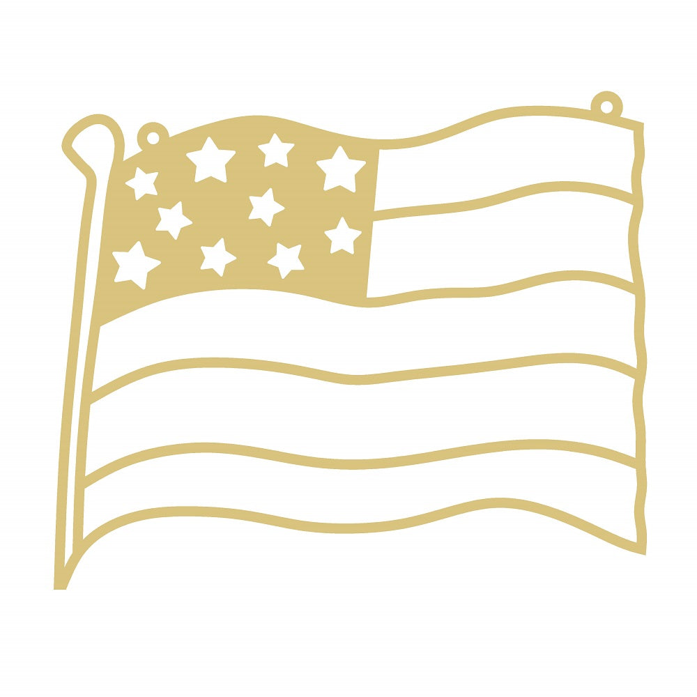 Laser Cut American Flag Unfinished Wood Cutout Style 1 Art 1