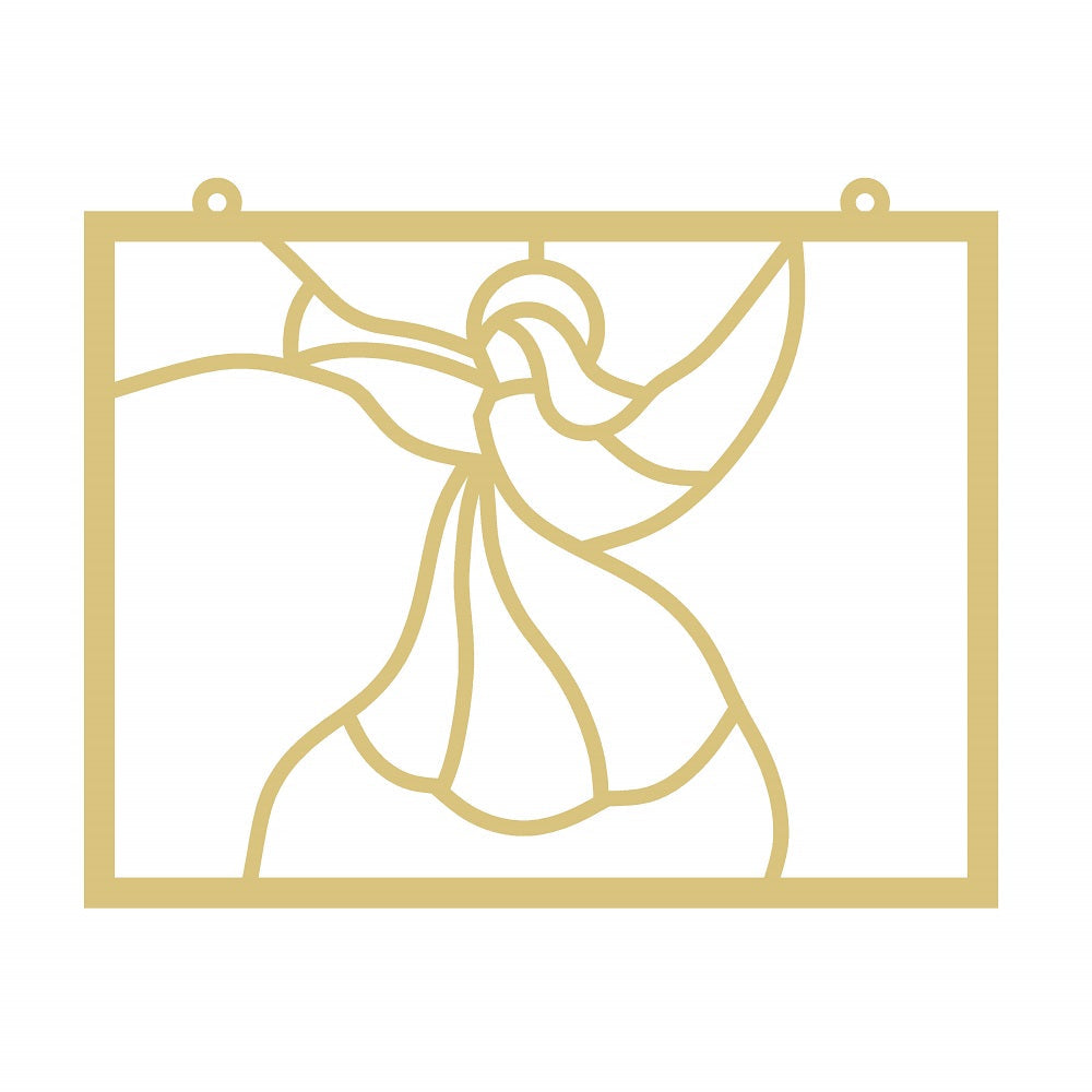 Faux Stained Glass Laser Cut Rectangle MDF Cutout Angel In Frame - Unfinished For DIY
