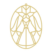 Faux Stained Glass Laser Cut Oval MDF Cutout Angel In Oval Frame - Unfinished For DIY