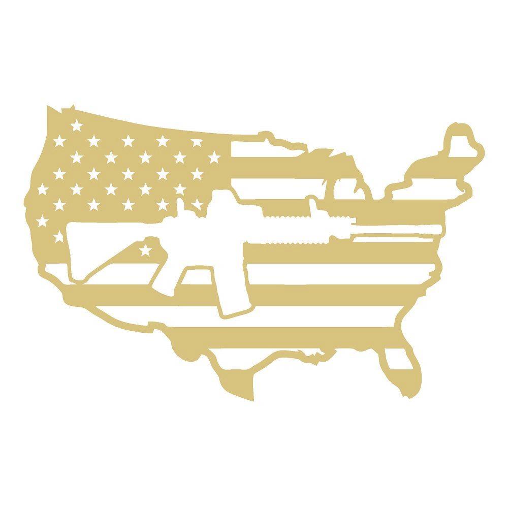 Basic Shape United States Map MDF Cutout USA Flag Rifle Silhouette - Unfinished For DIY