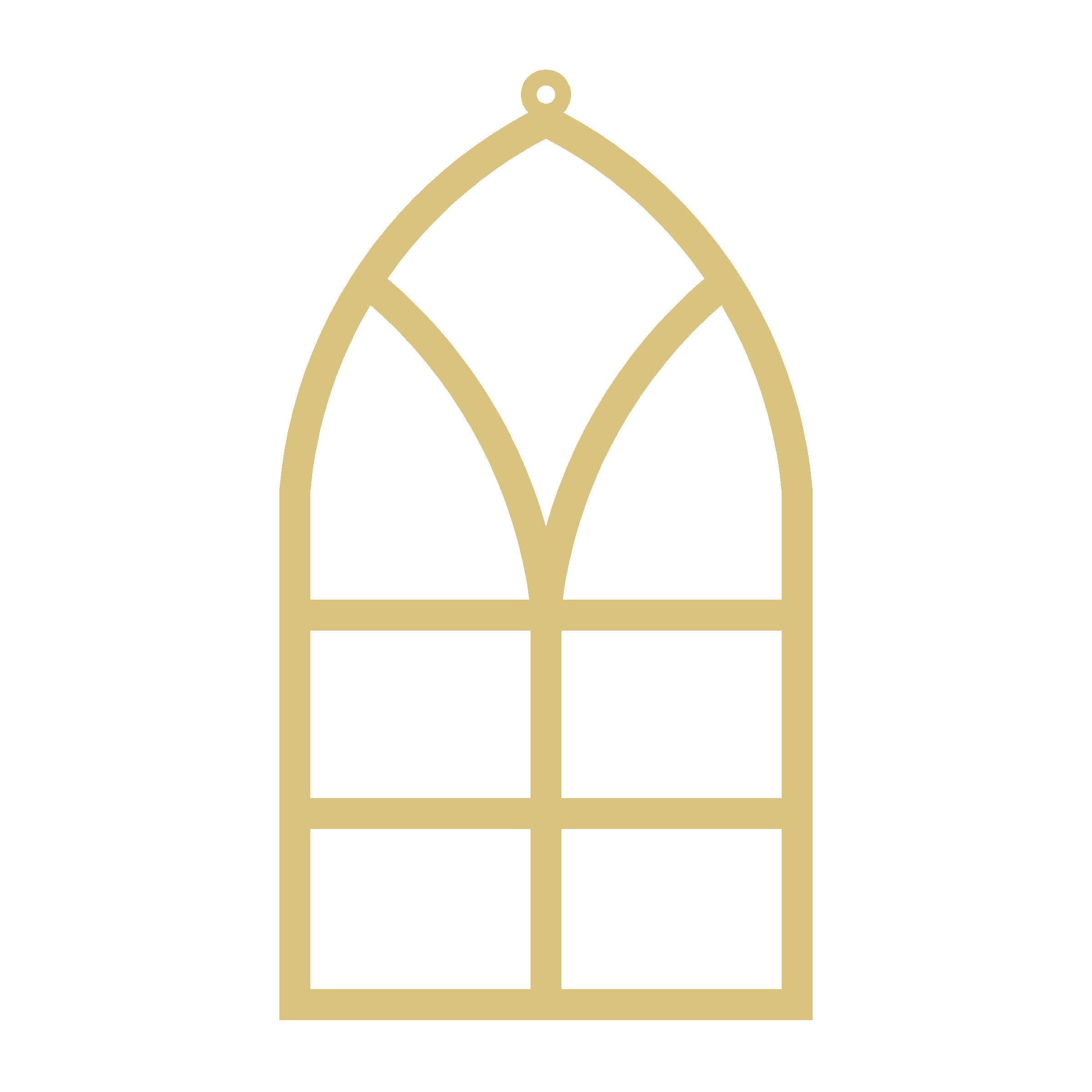 Faux Stained Glass Laser Cut Arched Window MDF Cutout Frame - Unfinished for DIY