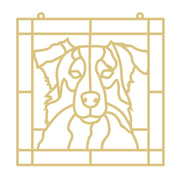Faux Stained Glass Laser Cut MDF Cutout Dog Silhouette Aussie Dog Portrait - Unfinished For DIY